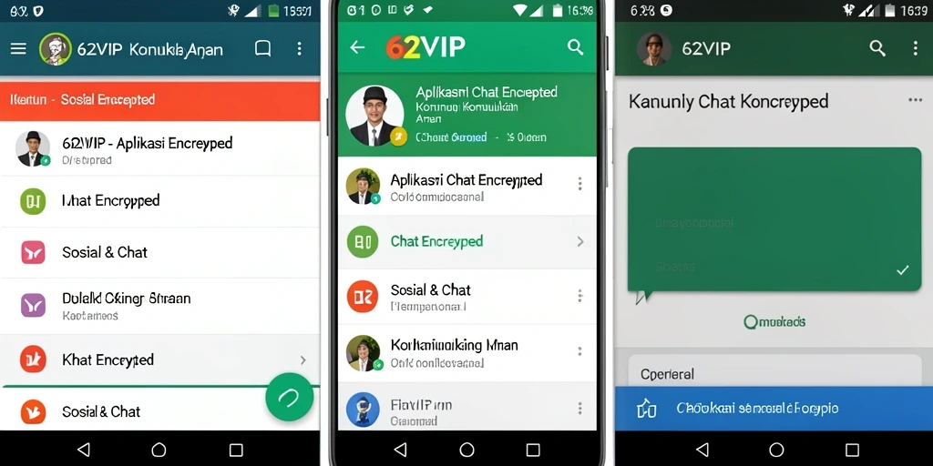 Tampilan antarmuka utama 62VIP dengan fitur Chat Encrypted.