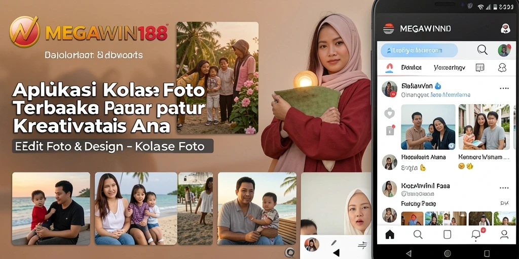 Antarmuka MEGAWIN188 menampilkan berbagai pilihan kolase foto yang kreatif.