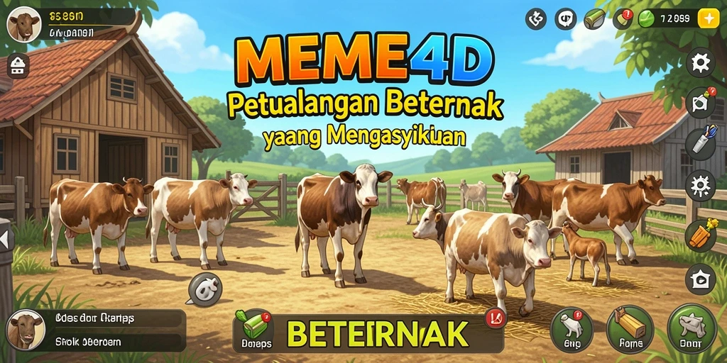 Tampilan antarmuka menarik dari MEME4D saat pengelolaan Beternak berlangsung.