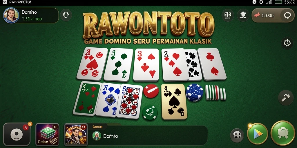 Tampilan antarmuka RAWONTOTO yang menarik untuk game Domino.
