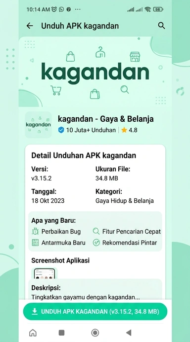 Tampilan halaman APK kagandan