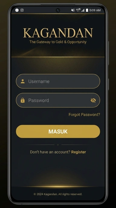 Tampilan halaman login kagandan